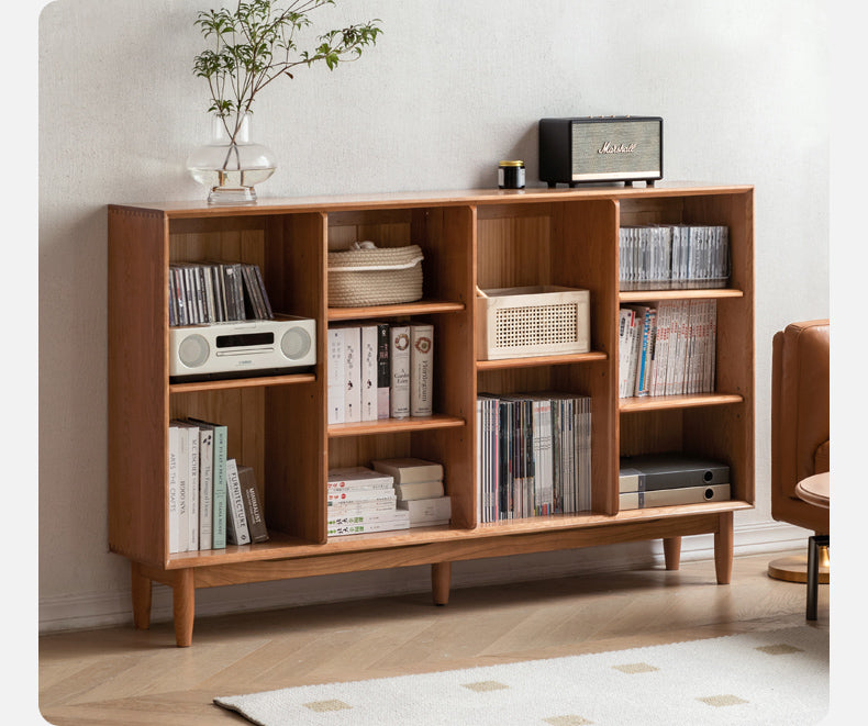 Cherry, Oak Solid Wood Bookshelf Lattice Cabinet