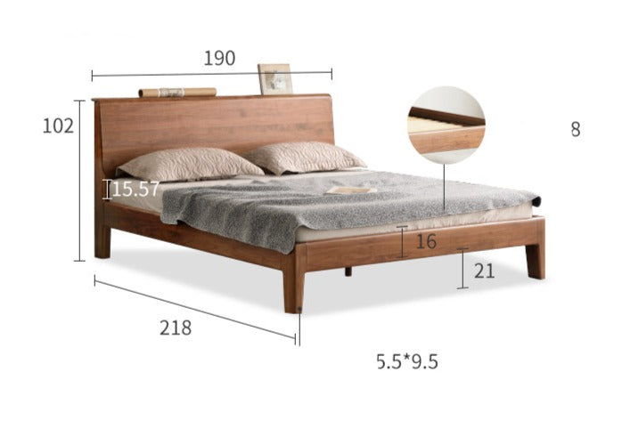 Bed black walnut solid wood
