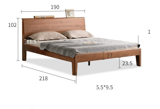 Bed black walnut solid wood