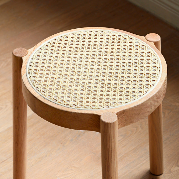 Stool Rattan Oak Solid Wood Can Be Stacked