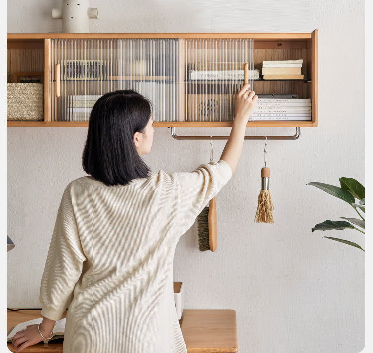 Oak Solid Wood, Solid Rubberwood Wall-Mounted Sideboard Cabinet Locker