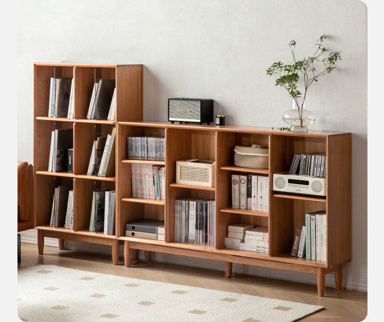 Cherry, Oak Solid Wood Bookshelf Lattice Cabinet