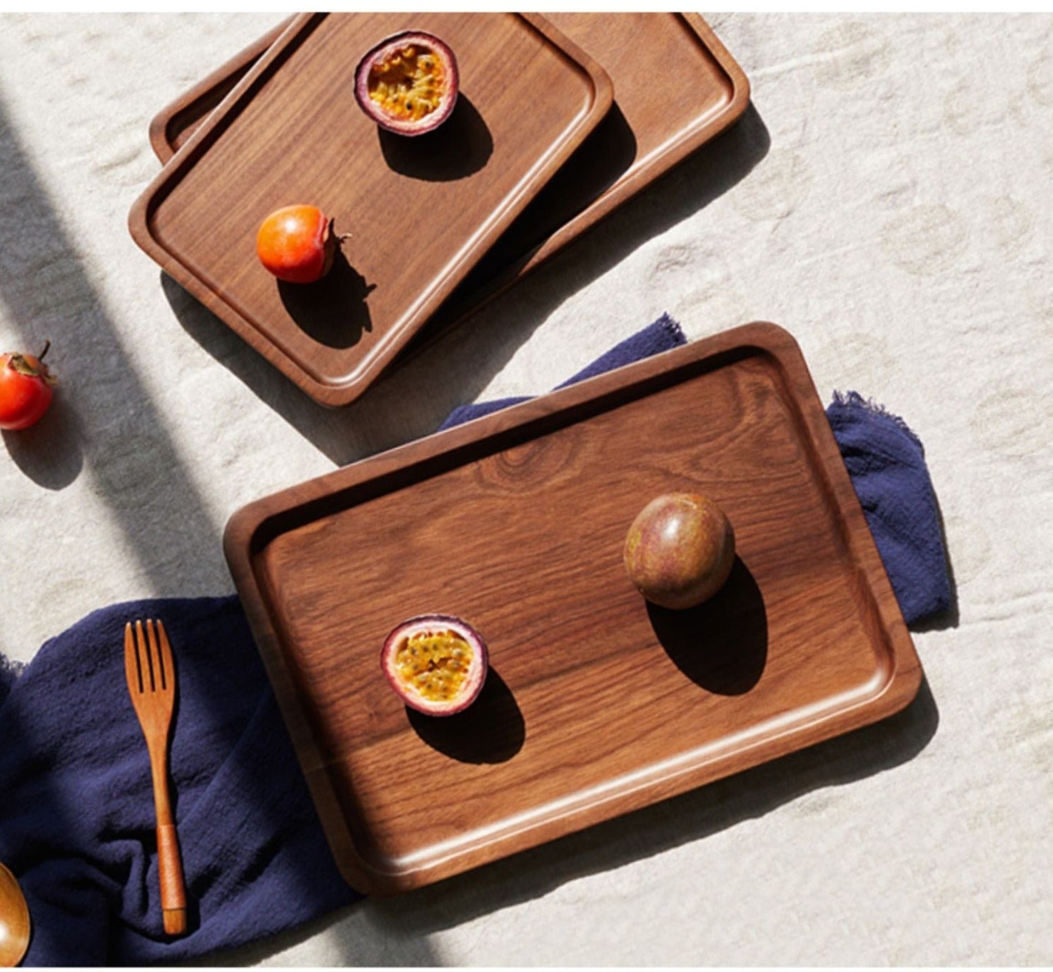 Black Walnut, Beech Solid Wood Wax Oil Fruit Plate Tray