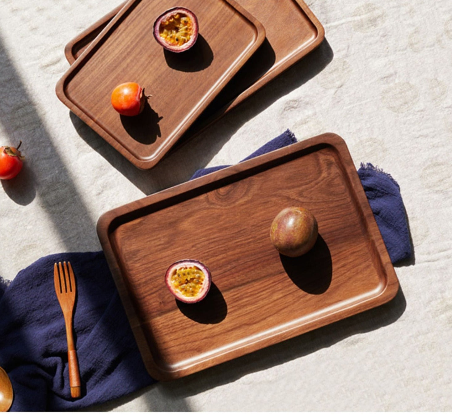 Black Walnut, Beech Solid Wood Wax Oil Fruit Plate Tray