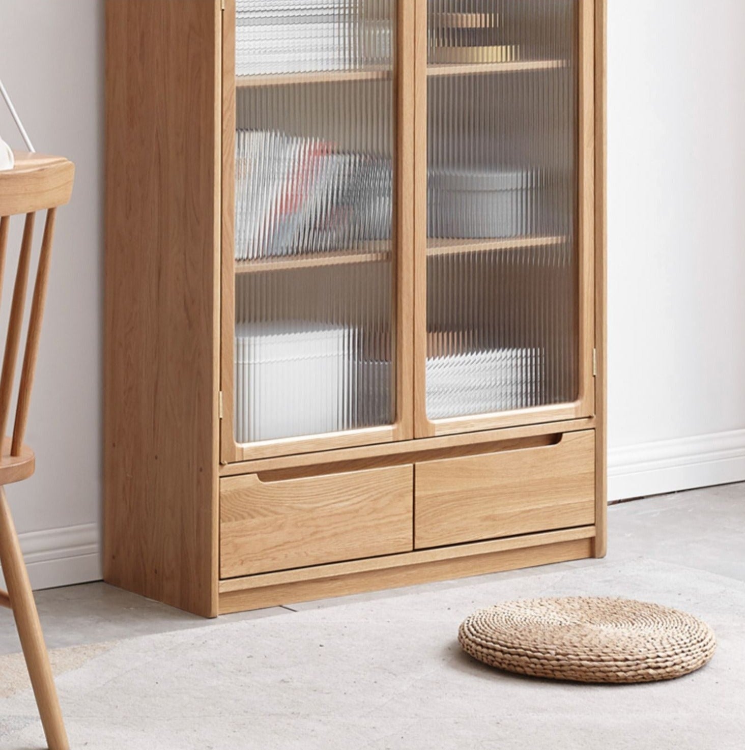 Oak Solid Wood Bookcase Free Combination Floor-to-ceiling Bookshelf