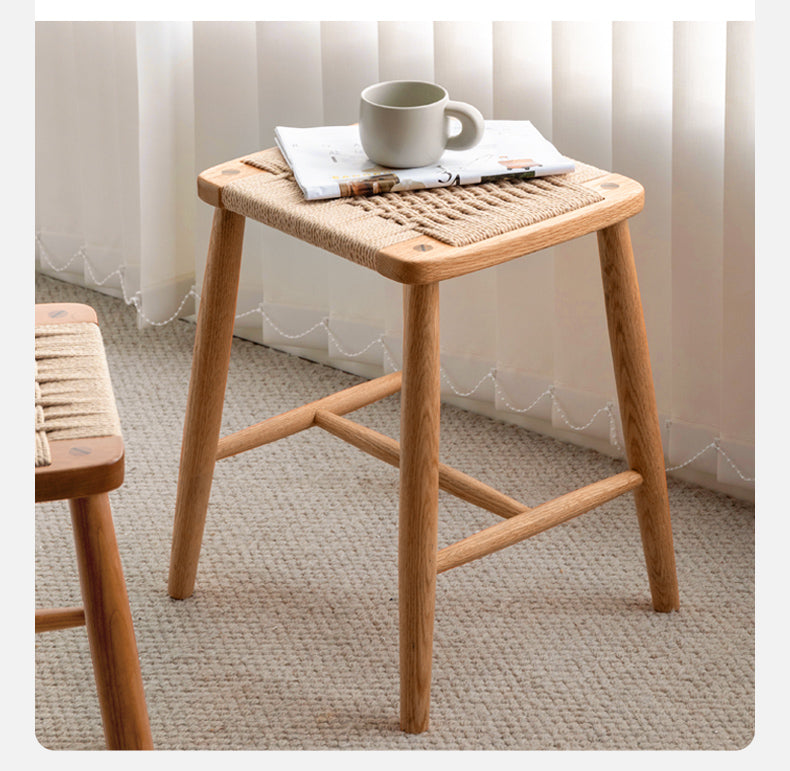 Cherry, Oak Solid Wood Rope Stool