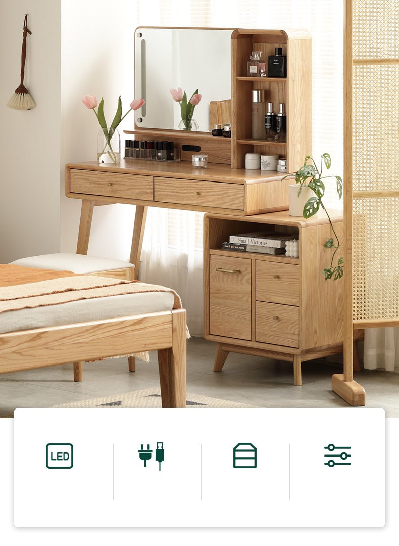 Oak, Rubberwood solid wood Dressing Table Telescopic.