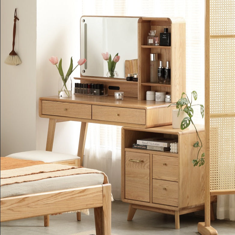 Oak, Rubberwood solid wood Dressing Table Telescopic.