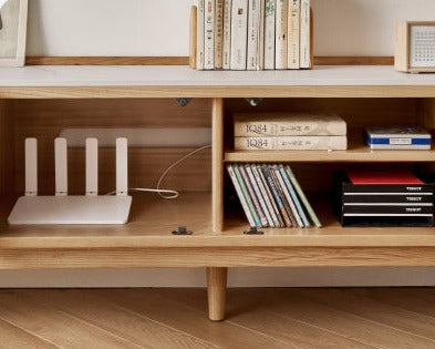 Ash Solid Wood TV Stand Rock Slab.