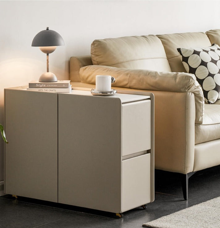 Poplar Solid Wood Side Table With Rock Slab Top