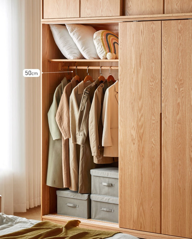 Oak Solid Wood Wardrobe Sliding Door-