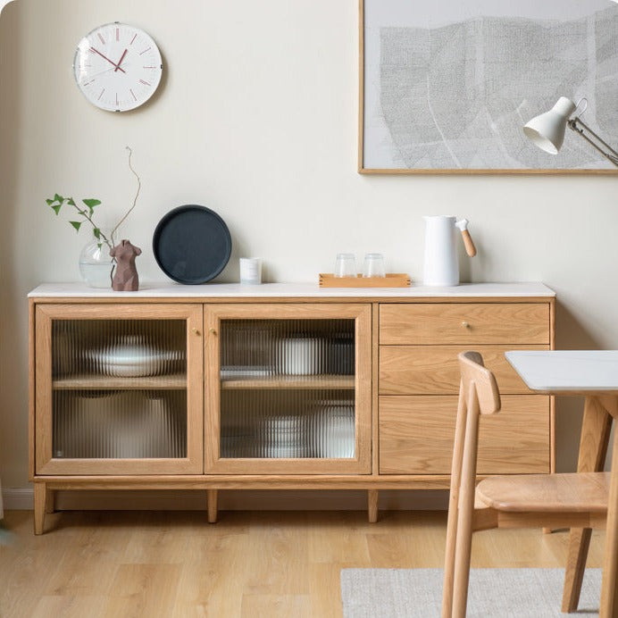 Oak Solid Wood Rock Board Modern Dining Sideboard