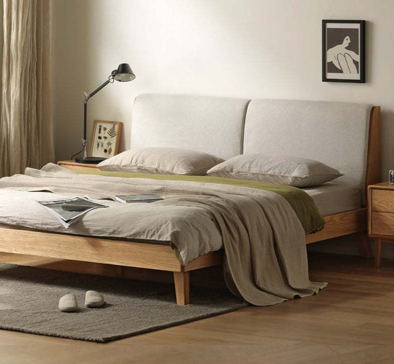 Rubberwood, Oak solid wood Soft Bed