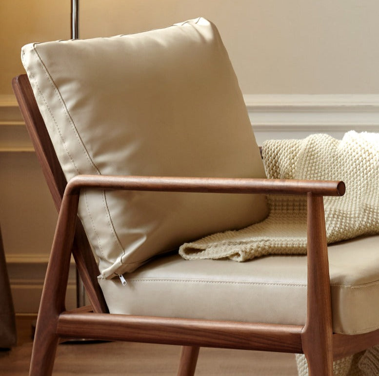 Black Walnut Solid Wood Leisure Armchair & Footstool )