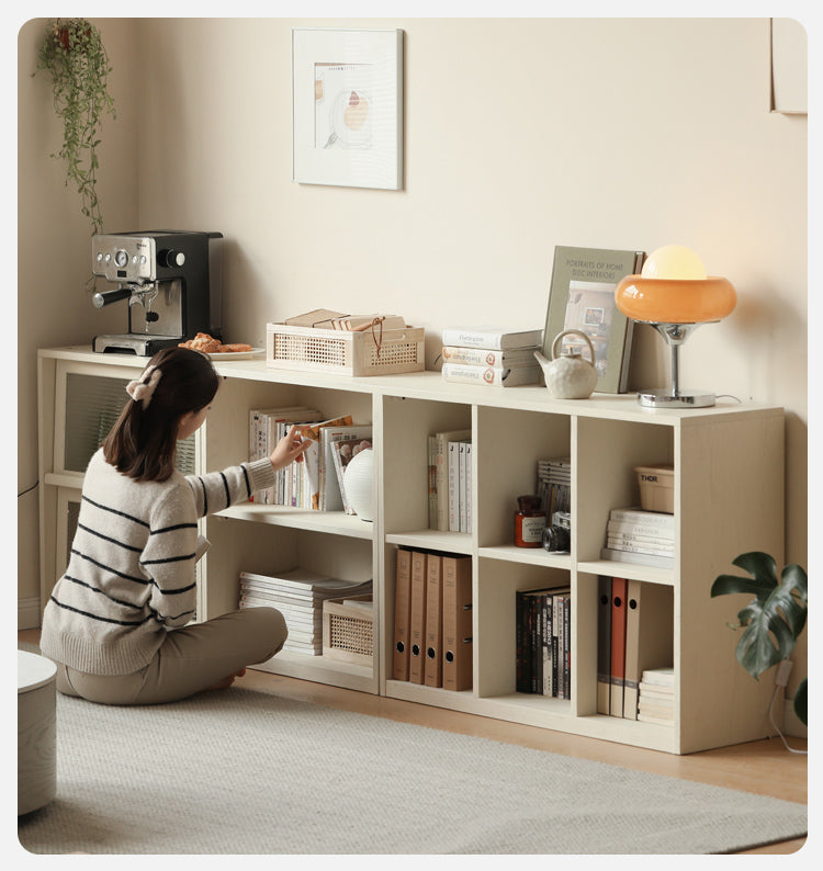Oak Solid Wood Bookcase Cream Office Desk