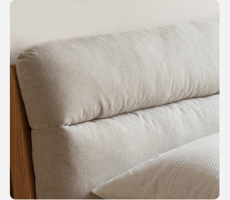 Oak Solid Wood Cream Style Soft Bed