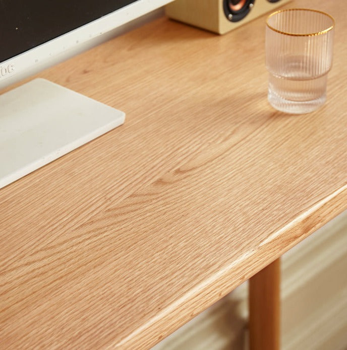Oak Solid Wood Two-level Stackable Office Desks