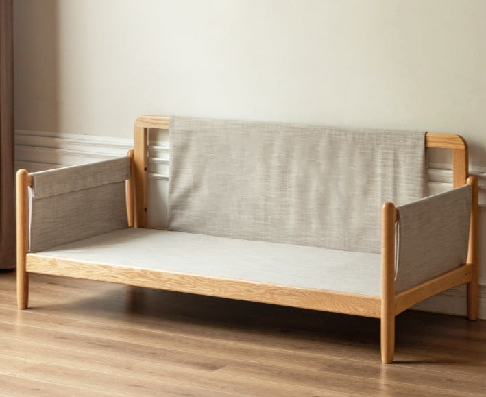 Oak Solid Wood Fabric Sofa.