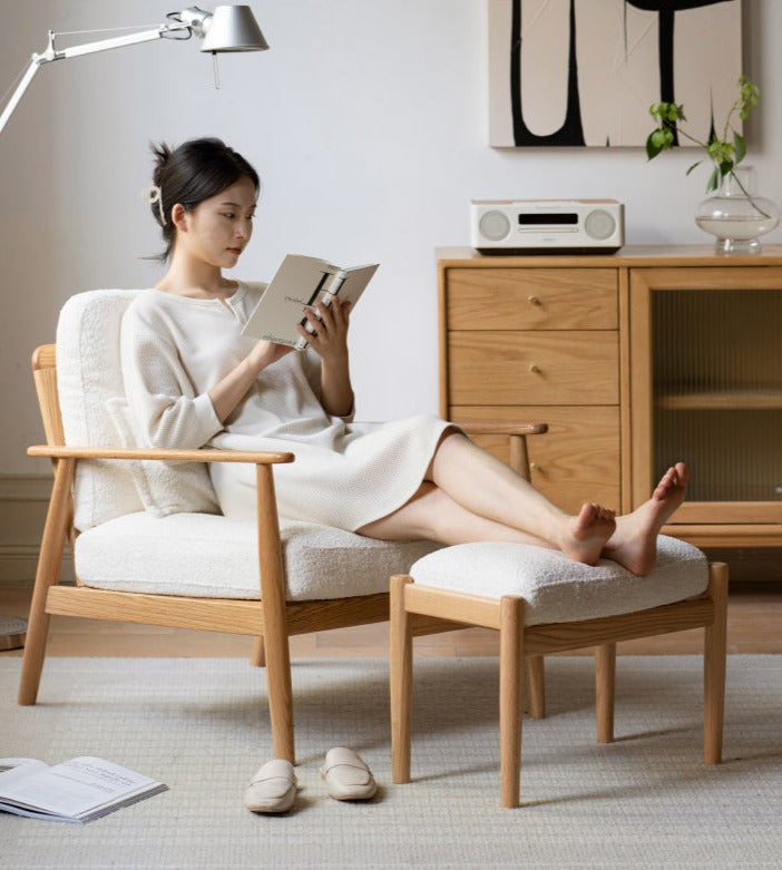 Oak Solid Wood Fabric or Leather Armchair
