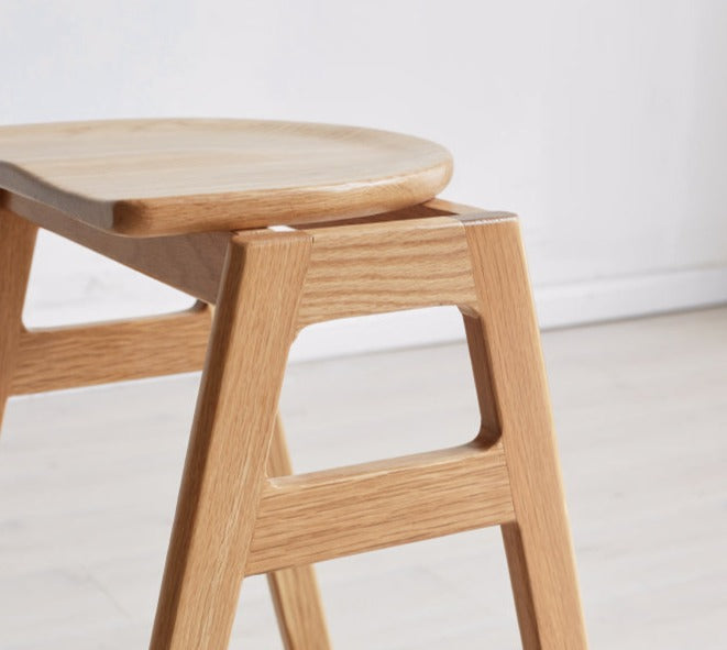 2 pcs- Oak Solid Wood High Bar Chair