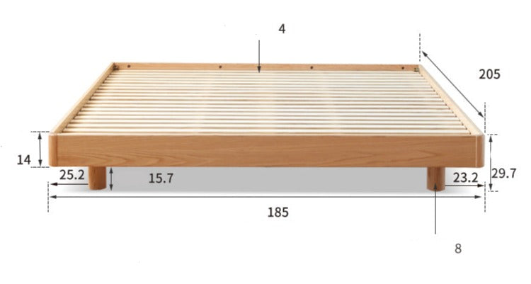 Oak solid wood Suspended platform bed, headboard-free bed with light