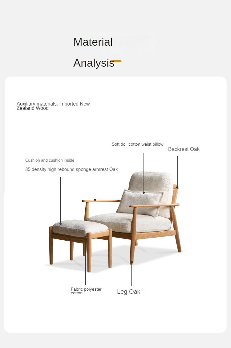 Oak Solid Wood Fabric or Leather Armchair