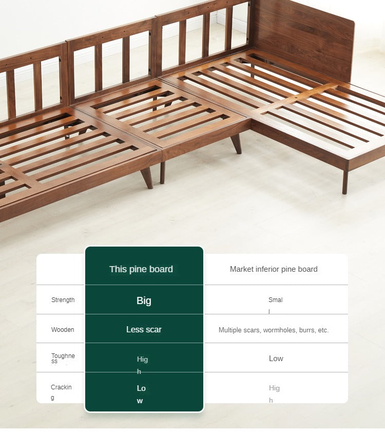Black Walnut, Ash Solid Wood Adjustable Headrest Sofa.