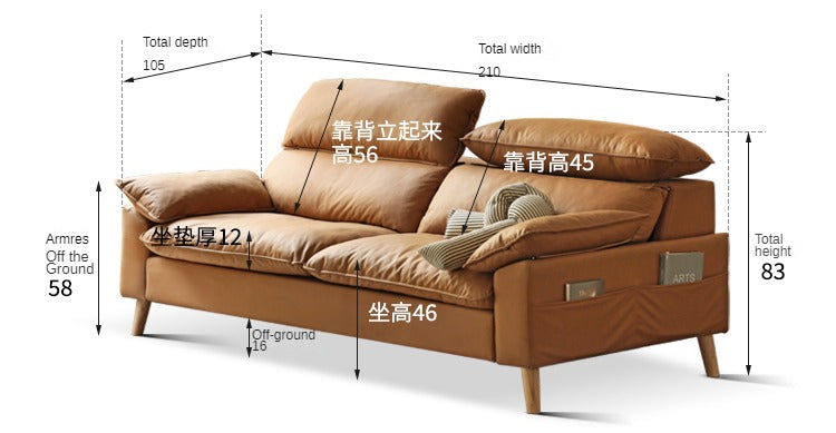 Technology Fabric Sofa with Adjustable Headrest.