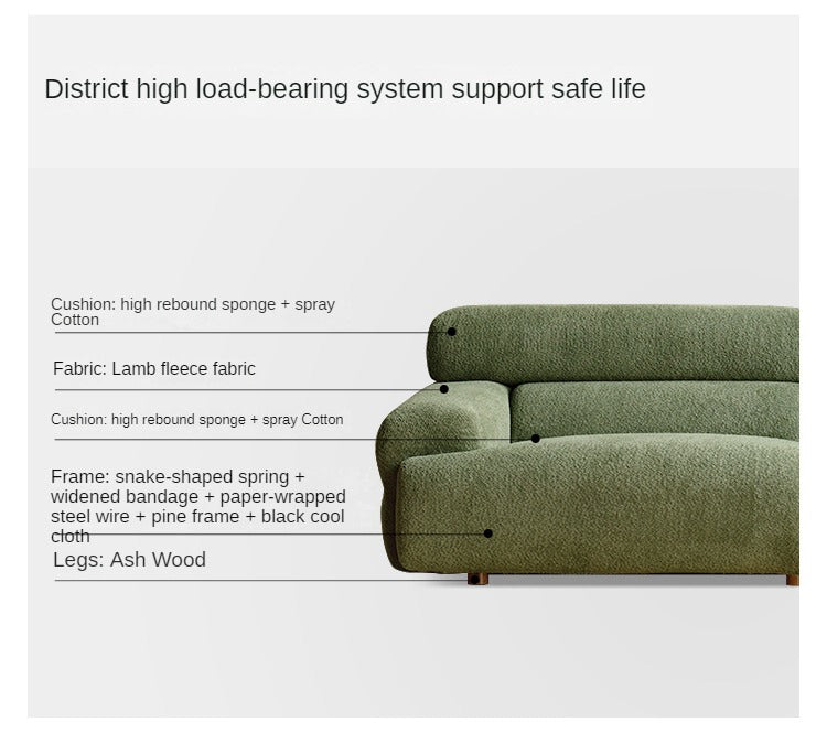 Velvet Three-seat Modular Fabric Sofa.