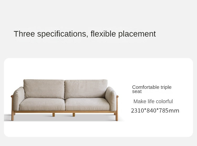 Oak solid wood fabric sofa"