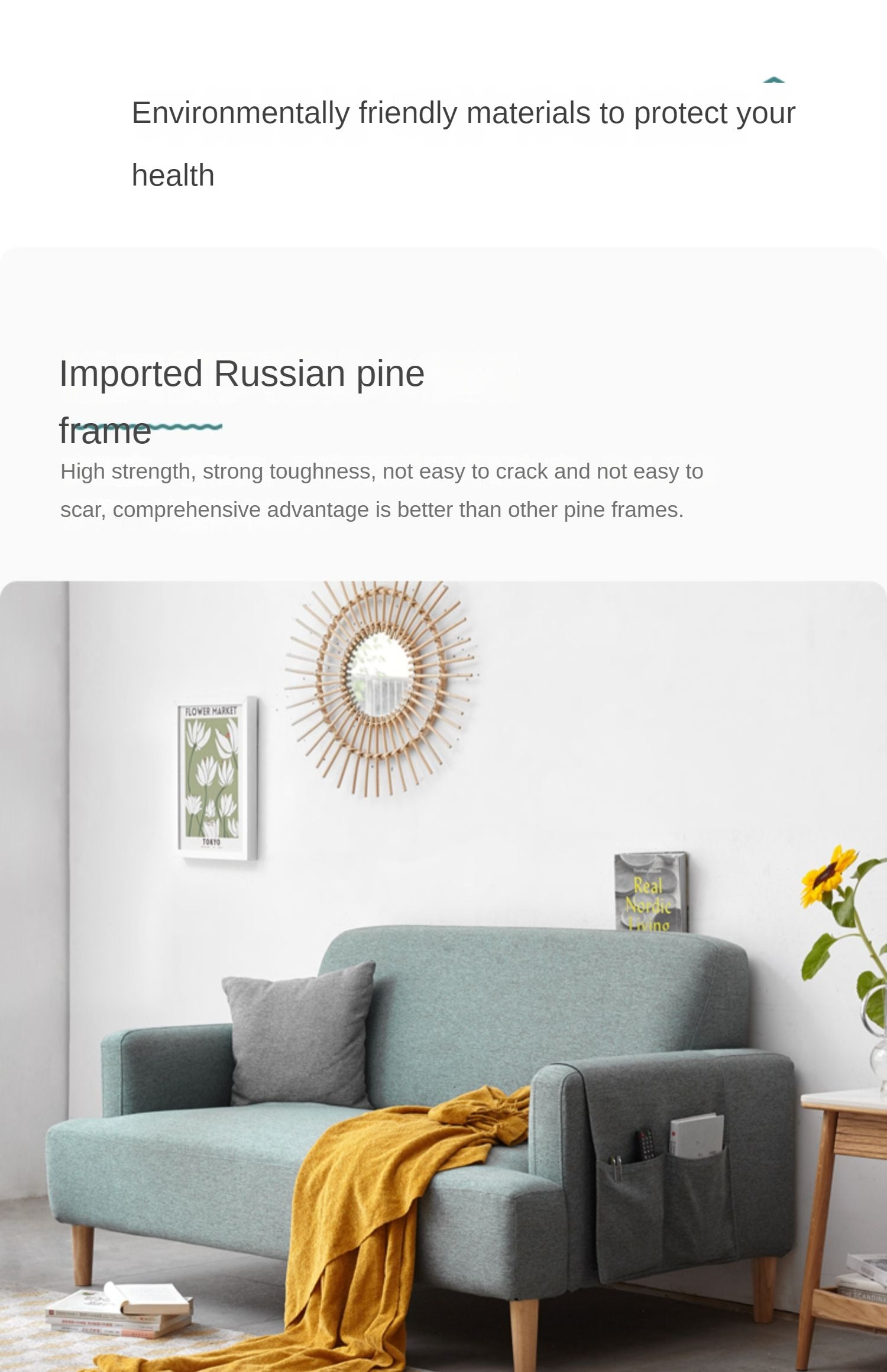 Fabric Double Sofa Scandinavian.