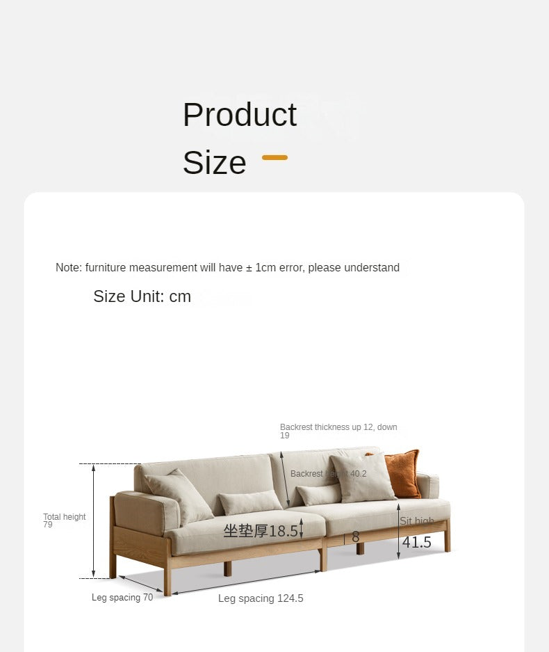 Cream color sofa Oak solid wood"