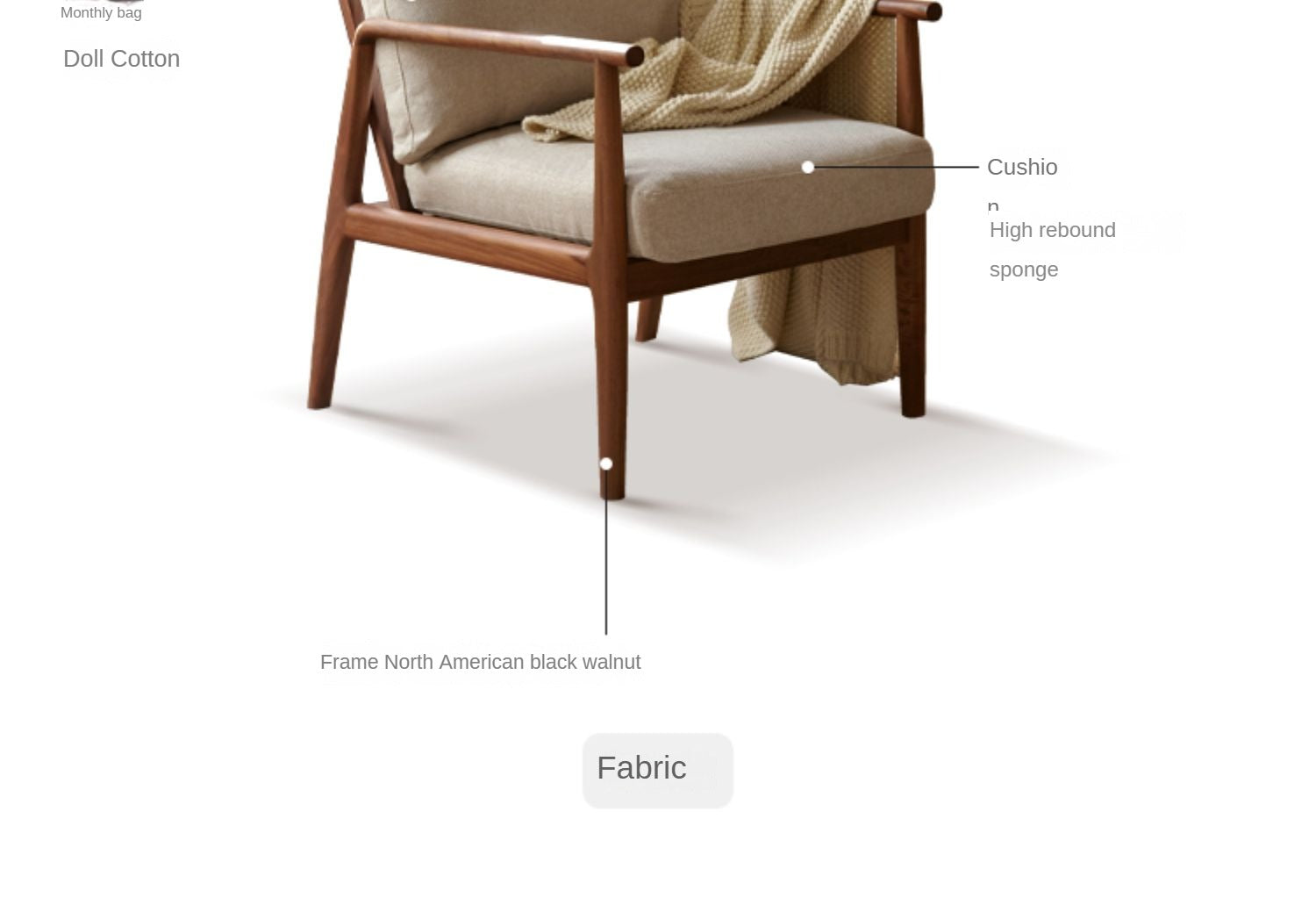 Leisure armchair & footstool Black Walnut solid wood"