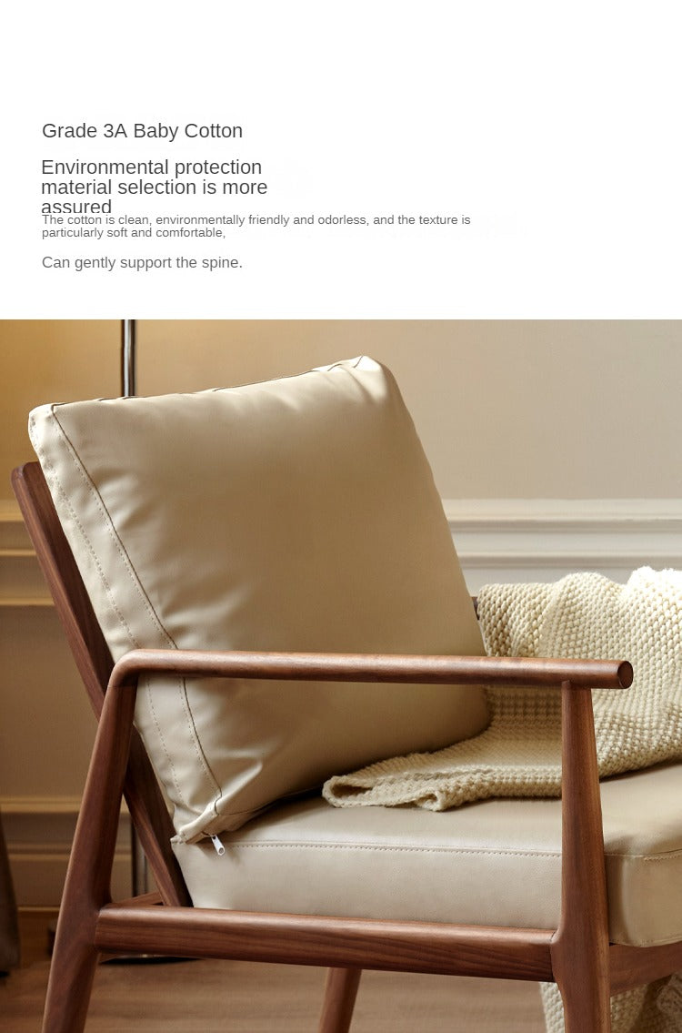 Black Walnut Solid Wood Leisure Armchair & Footstool )