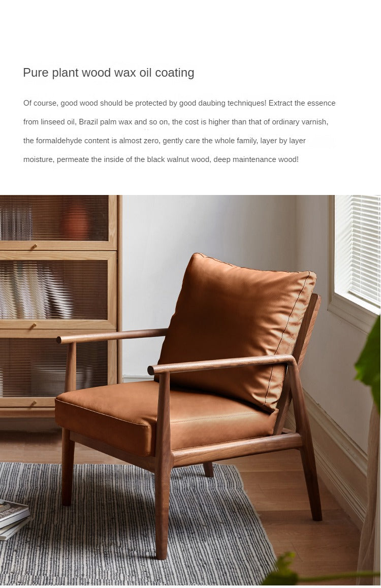 Black Walnut Solid Wood Leisure Armchair & Footstool )