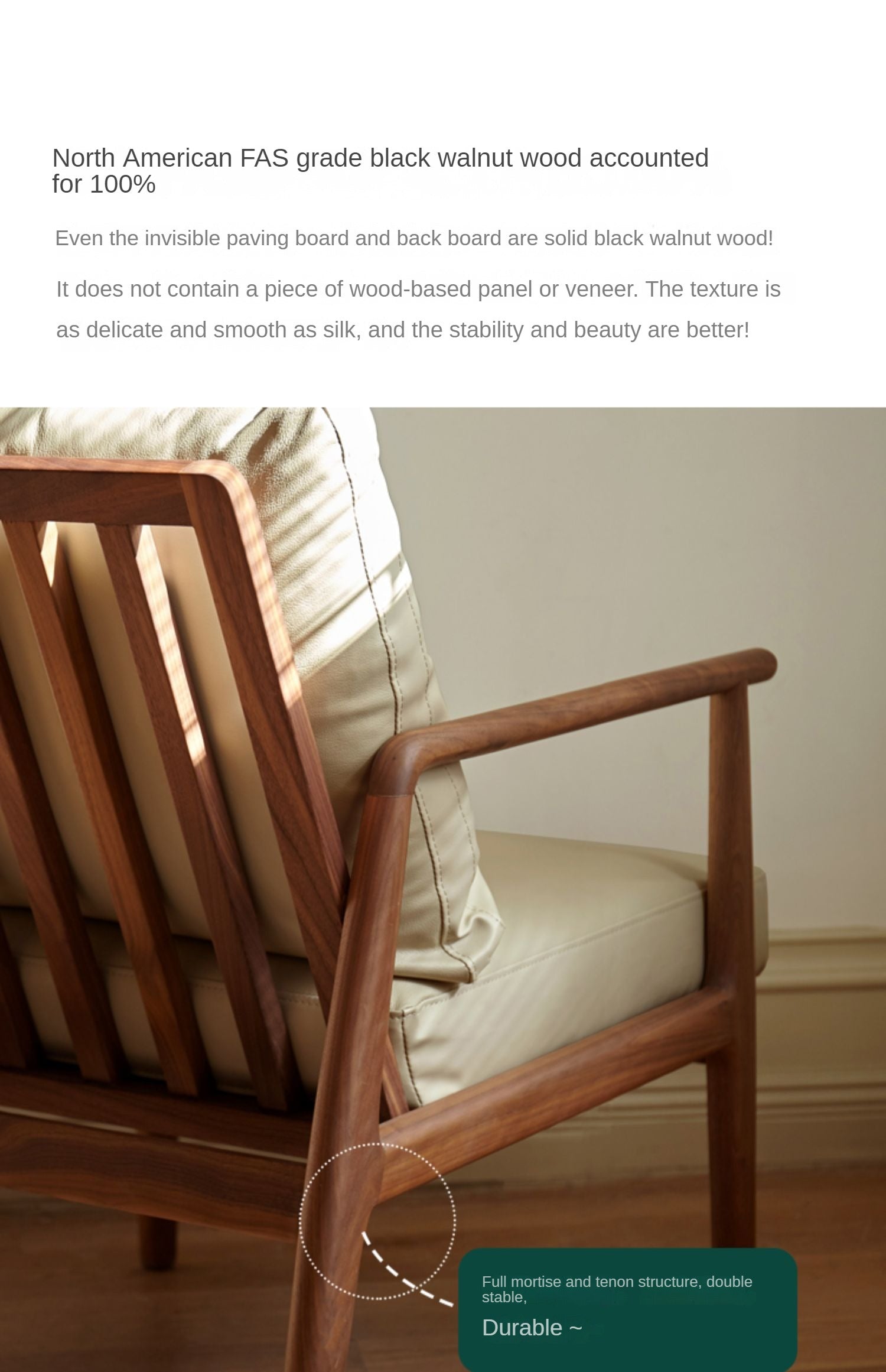 Black Walnut Solid Wood Leisure Armchair & Footstool )