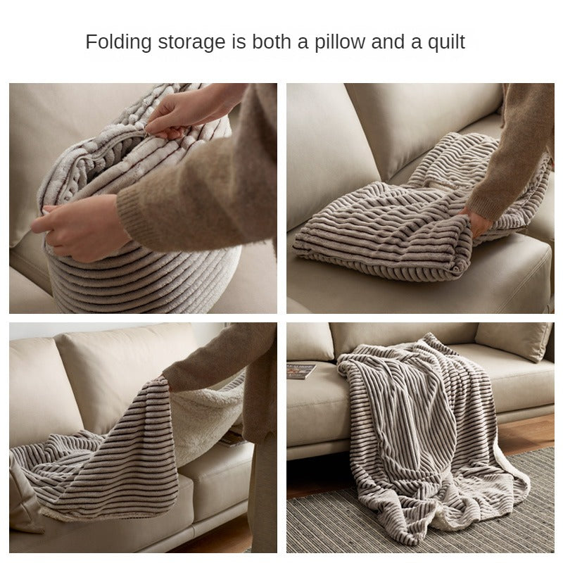 Warm Sheep Pillow Blanket 2-in-1