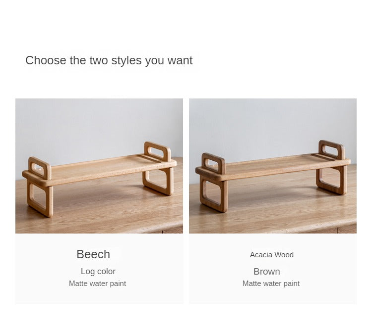 Beech, Acacia Solid Wood Shelf Desktop Storage Rack