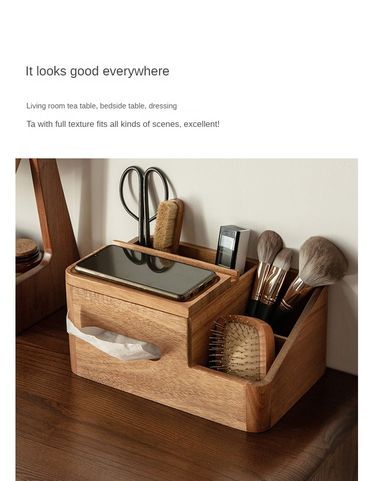 Black Walnut, Acacia Solid Wood Multi-Functional Tissue Box