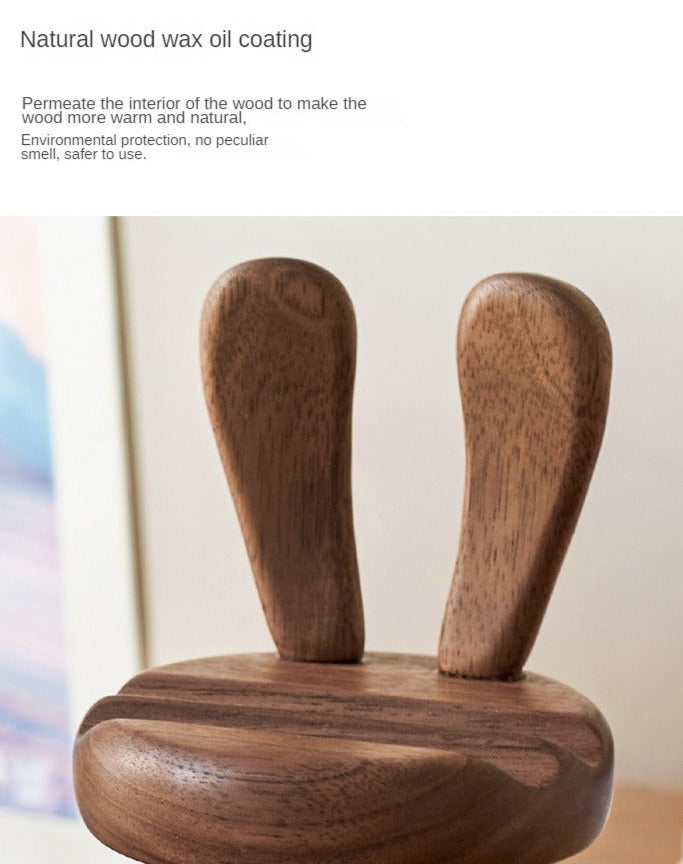Black Walnut, Beech, Acacia Solid Wood Mobile Phone Holder Rabbit