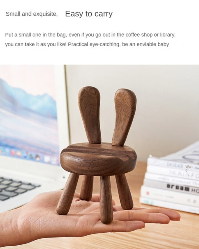 Black Walnut, Beech, Acacia Solid Wood Mobile Phone Holder Rabbit
