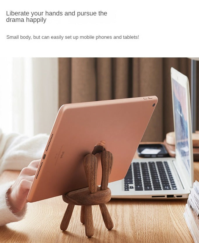 Black Walnut, Beech, Acacia Solid Wood Mobile Phone Holder Rabbit