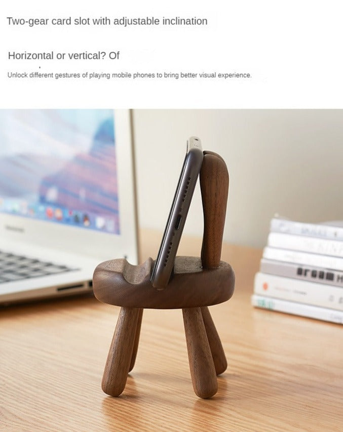 Black Walnut, Beech, Acacia Solid Wood Mobile Phone Holder Rabbit