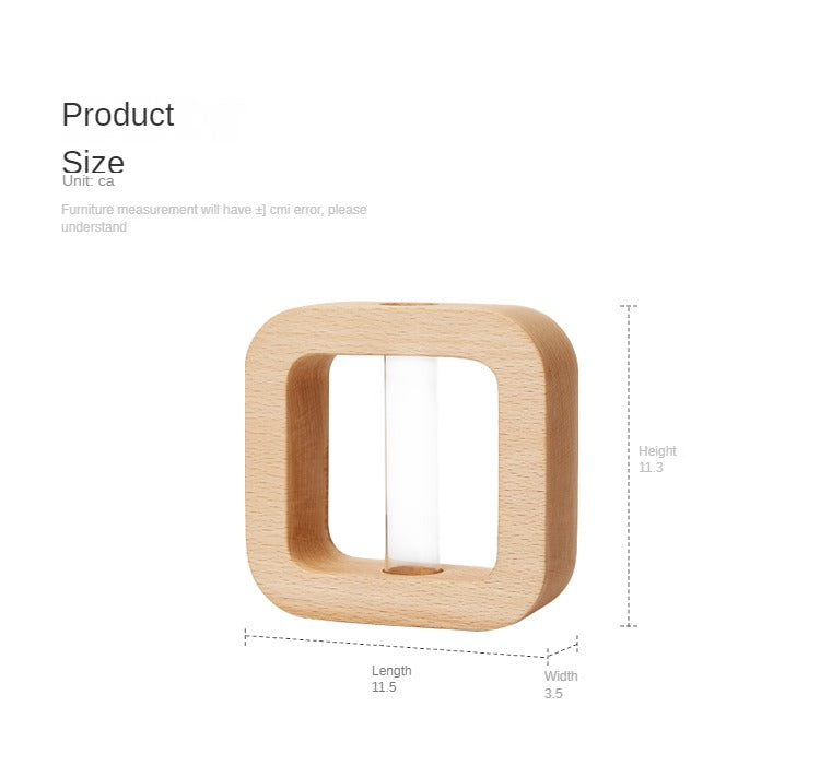 Hydroponic solid wood fine mouth vase"