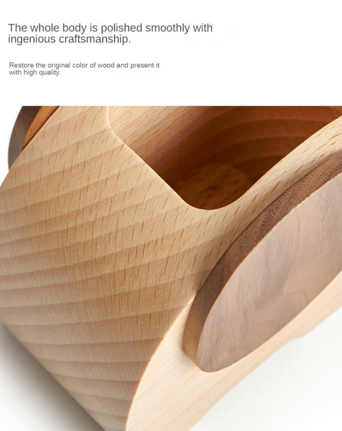 Beech Solid Wood Animal Shape Pen Holder