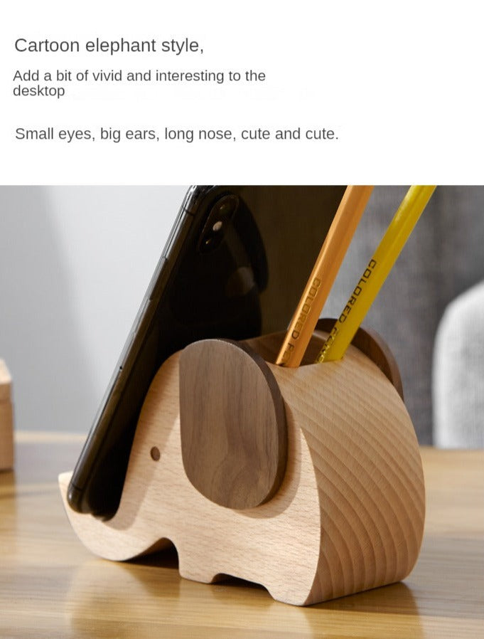 Beech Solid Wood Animal Shape Pen Holder