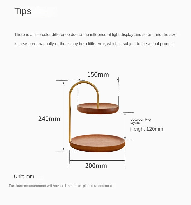 Beech, Ebony Solid Wood Double-Layer Tray