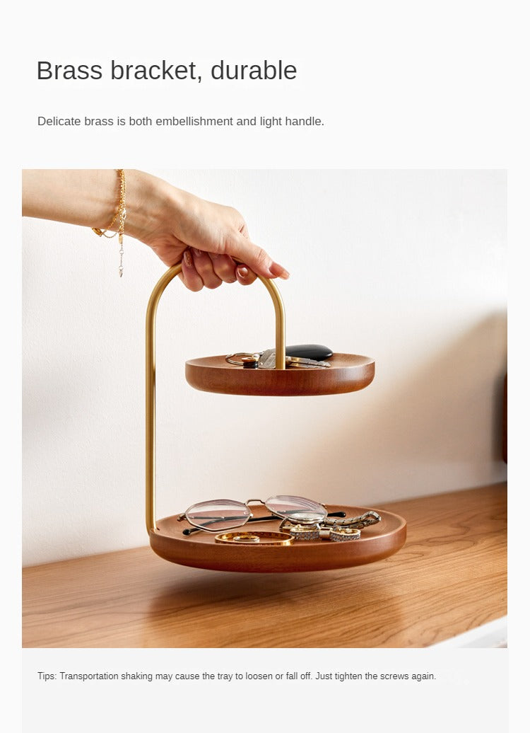 Beech, Ebony Solid Wood Double-Layer Tray