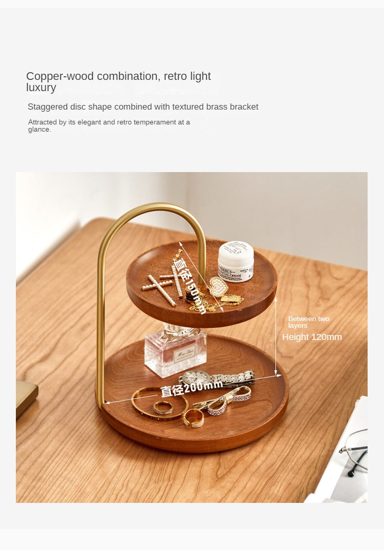 Beech, Ebony Solid Wood Double-Layer Tray