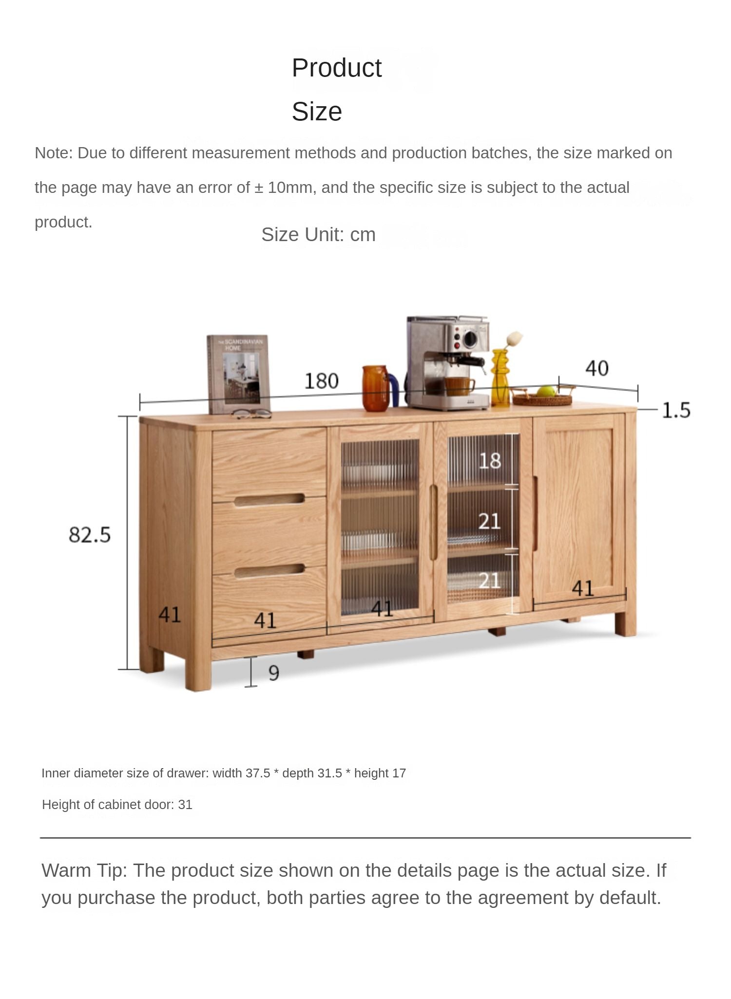 Oak Solid Wood Sideboard Storage Cabinet